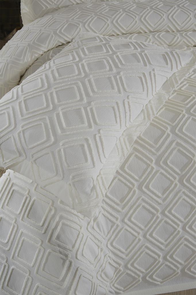 Velisa Çift Kişilik Şönil Desenli 235x250 cm Pike Takımı Krem - 6