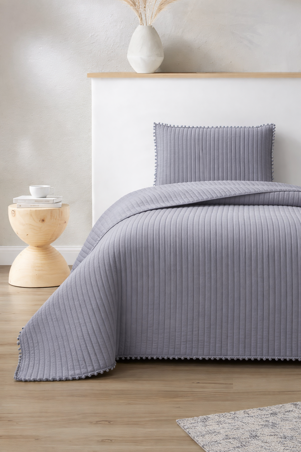 Venedik Elyaf Dolgulu Tek Kişilik 180x240 Cm Yatak Örtüsü Antrasit - 1