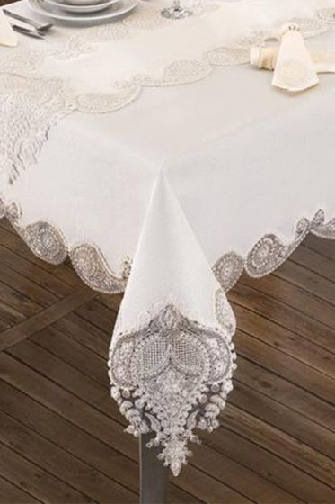 Verna Masa Örtüsü 160x260 Cm 26 Parça Krem Krem - Çeyiz Diyarı