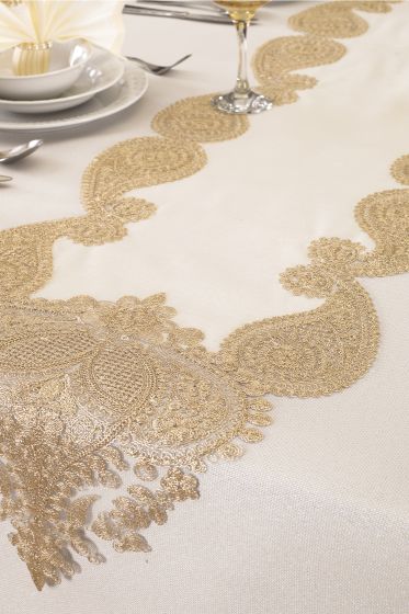 Verna Masa Örtüsü 26 Parça Krem Gold - Çeyiz Diyarı