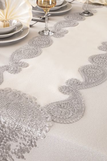 Verna Masa Örtüsü 26 Parça Krem Silver - Çeyiz Diyarı