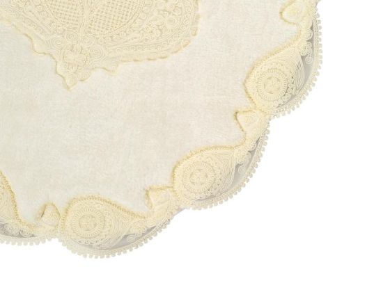 Vilma Fransız Güpürlü 2 Li Banyo Paspas Takımı Krem Krem - Çeyiz Diyarı (1)