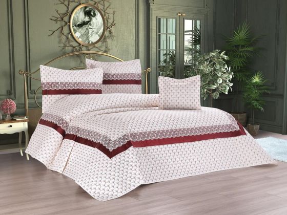 Violet Kapitoneli Çift Kişilik Yatak Örtüsü Bordo - Çeyiz Diyarı