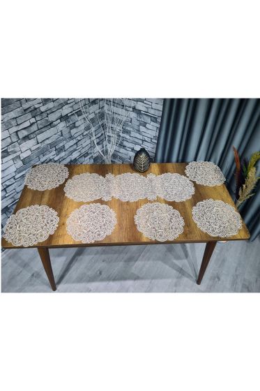 Violet Kordone 7 Parça Yemek Takımı Cappucino - Çeyiz Diyarı