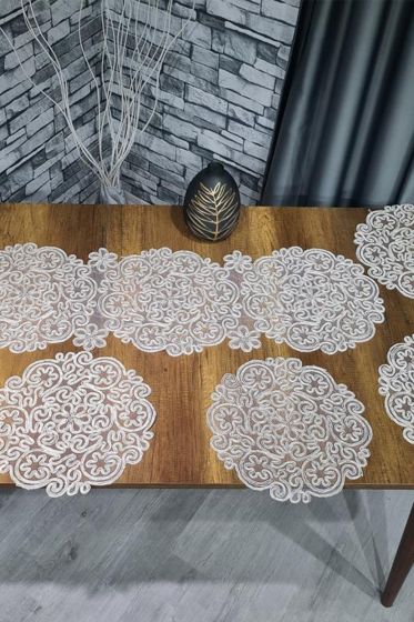 Violet Kordone 7 Parça Yemek Takımı Krem Gold - Çeyiz Diyarı