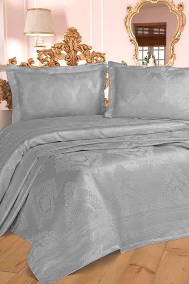 Violetta Çift Kişilik Yatak Örtüsü Takımı Gri - Çeyiz Diyarı
