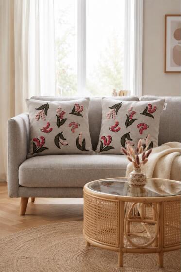 Viona 2li Punch Nakışlı Kırlent Kılıfı 45x45 Cm - Çeyiz Diyarı
