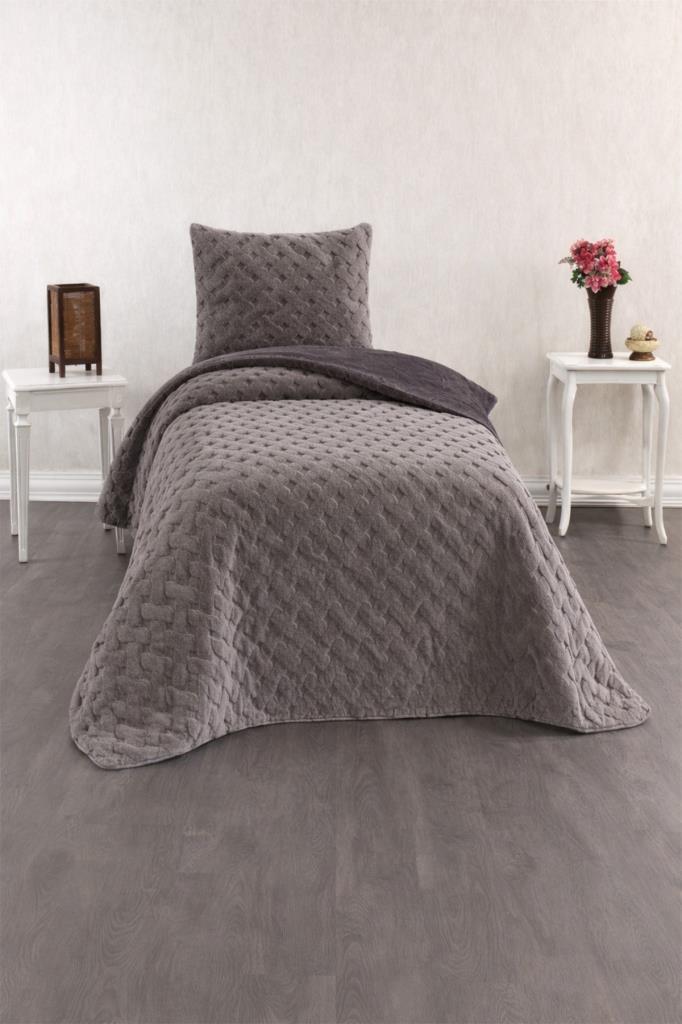Viyana Tavşan Tüyü Tek Kişilik Yatak Örtüsü 180x230 Antrasit - 1