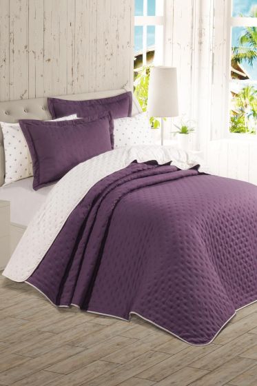 Washed Soft Çift Taraflı 6 Parça Çeyiz Seti Mürdüm - Çeyiz Diyarı