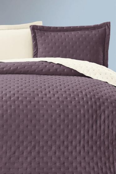 Washed Soft Çift Taraflı Çift Kişilik Yatak Örtüsü Mürdüm - Çeyiz Diyarı