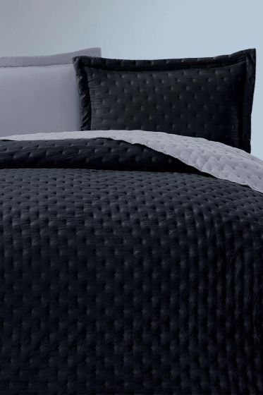 Washed Soft Çift Taraflı Çift Kişilik Yatak Örtüsü Lacivert - Çeyiz Diyarı