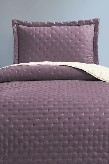 Washed Soft Çift Taraflı Tek Kişilik Yatak Örtüsü Mürdüm - Çeyiz Diyarı