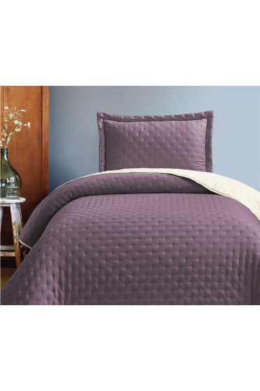 Washed Soft Çift Taraflı Tek Kişilik Yatak Örtüsü Mürdüm - Çeyiz Diyarı (1)