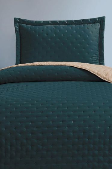 Washed Soft Çift Taraflı Tek Kişilik Yatak Örtüsü Yeşil - Çeyiz Diyarı