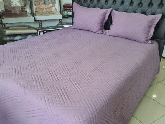 Washed Zigzag Çift Kişilik Yatak Örtüsü Mürdüm - Çeyiz Diyarı
