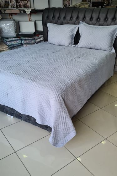 Washed Zigzag Tek Kişilik Yatak Örtüsü Açık Gri - Çeyiz Diyarı