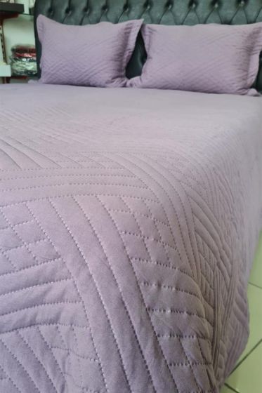 Washed Zigzag Tek Kişilik Yatak Örtüsü Mürdüm - Çeyiz Diyarı (1)