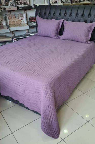 Washed Zigzag Tek Kişilik Yatak Örtüsü Mürdüm - Çeyiz Diyarı