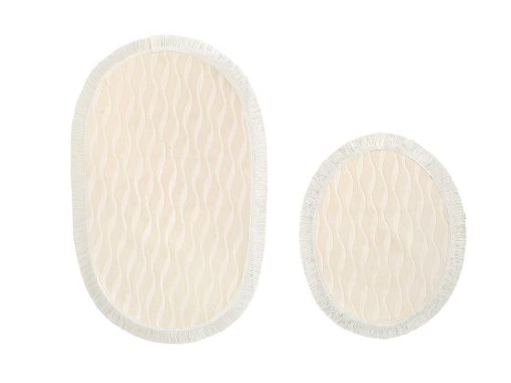 Waves Püsküllü 2 Li Banyo Paspas Takımı Krem - Çeyiz Diyarı