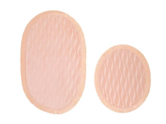 Waves Püsküllü 2 Li Banyo Paspas Takımı Pudra - Çeyiz Diyarı