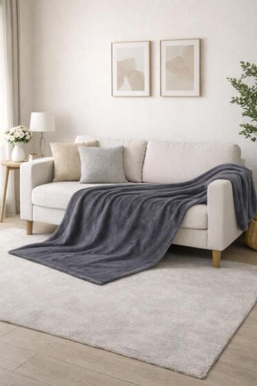 Wella Soft 130x170 cm Tv Battaniyesi Koyu Gri - Çeyiz Diyarı