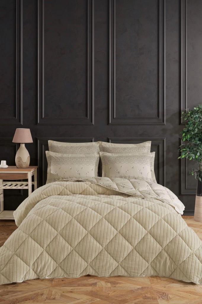 Wellsoft Jakarlı Uyku Seti 3 Parça Tek Kişilik Bej - 1