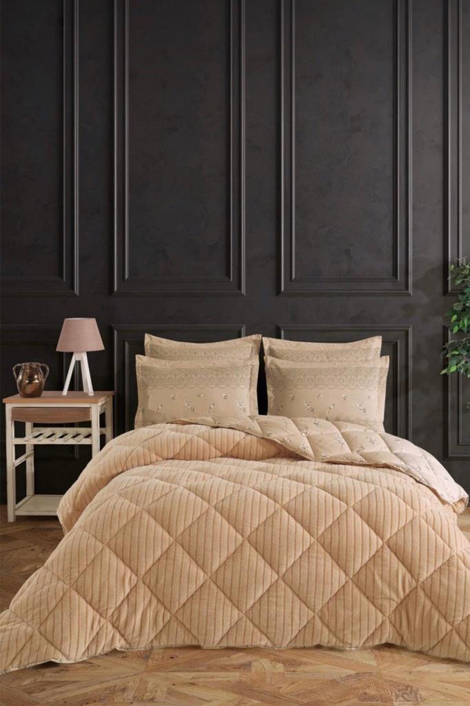 Wellsoft Jakarlı Uyku Seti 3 Parça Tek Kişilik Cappucino - 1