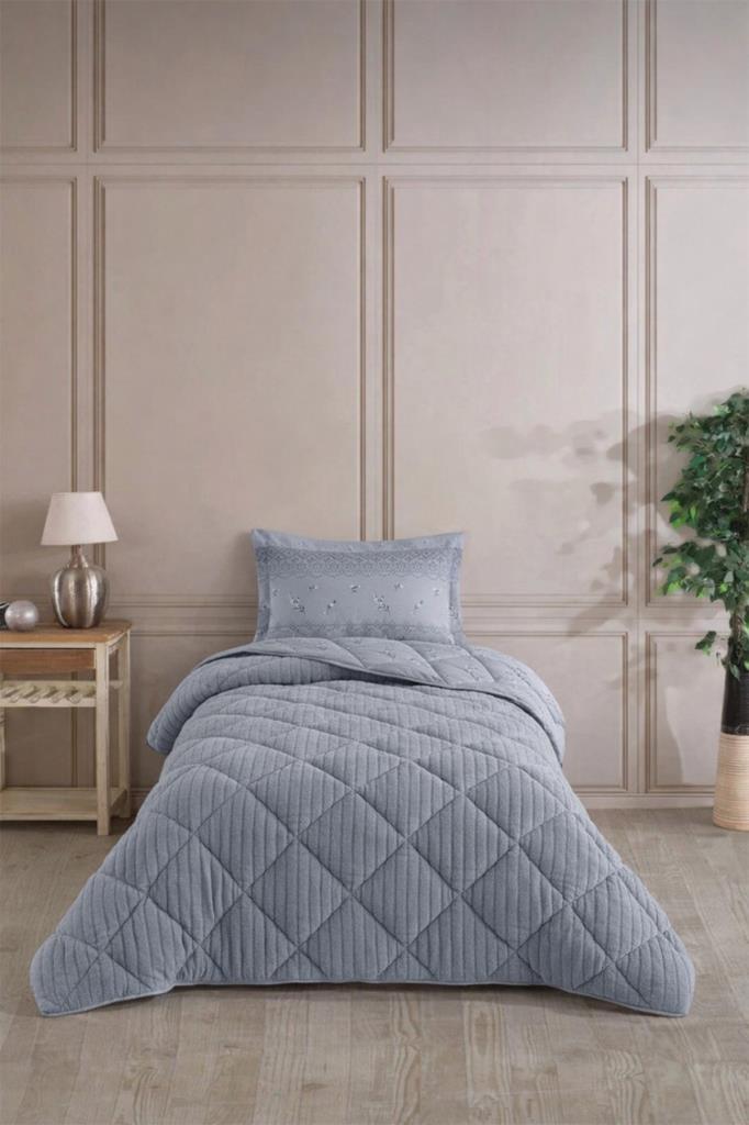 Wellsoft Jakarlı Uyku Seti 3 Parça Tek Kişilik Gri - 1