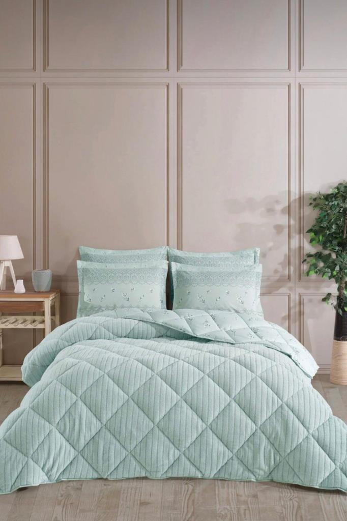 Wellsoft Jakarlı Uyku Seti 3 Parça Tek Kişilik Mint - 1