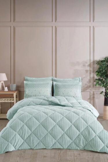 Wellsoft Jakarlı Uyku Seti 4 Parça Çift Kişilik Mint - Kristal