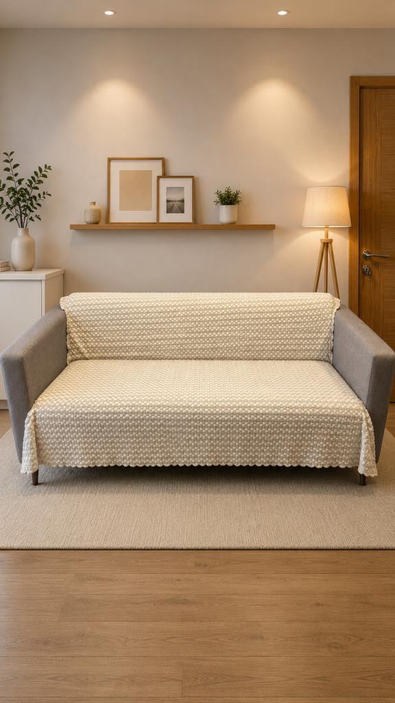 Wood Pelüş Kaymaz Tabanlı Koltuk Örtüsü 170x215 Cm Krem - 1