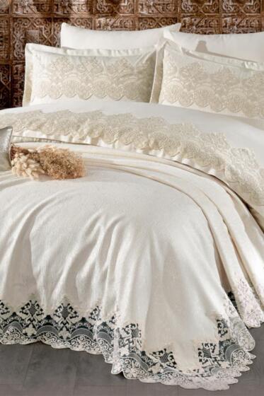 Yakut Gelin Seti 8 Parça Ekru Altın - Çeyiz Diyarı