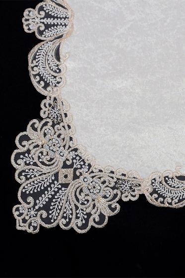 Yasemin Kadife Bohça Krem Altın - Çeyiz Diyarı