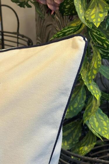 Yelkenli Lüx Nakışlı Keten Kırlent Kılıfı 45x45 cm - Çeyiz Diyarı (1)