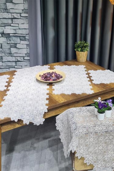 Yıldız 5 Parça Salon Takımı Krem - Çeyiz Diyarı