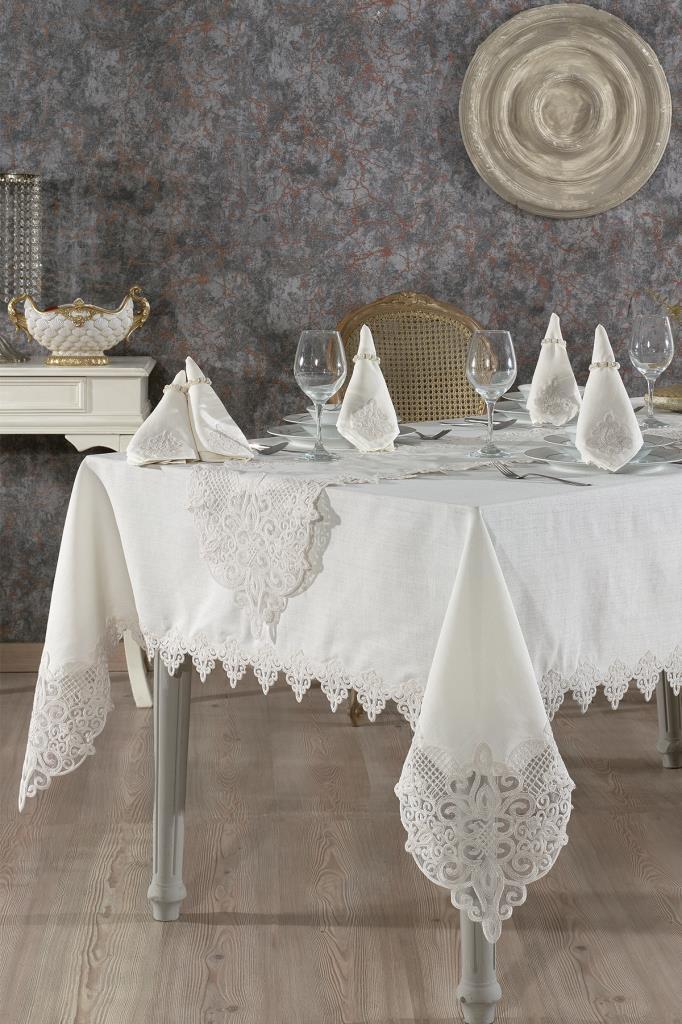Yonca Masa Örtüsü 26 Parça Krem - 1