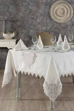 Yonca Masa Örtüsü 26 Parça Krem - 1
