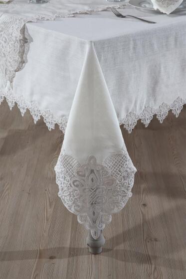 Yonca Masa Örtüsü 26 Parça Krem - Çeyiz Diyarı (1)