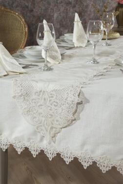 Yonca Masa Örtüsü 26 Parça Krem - 3