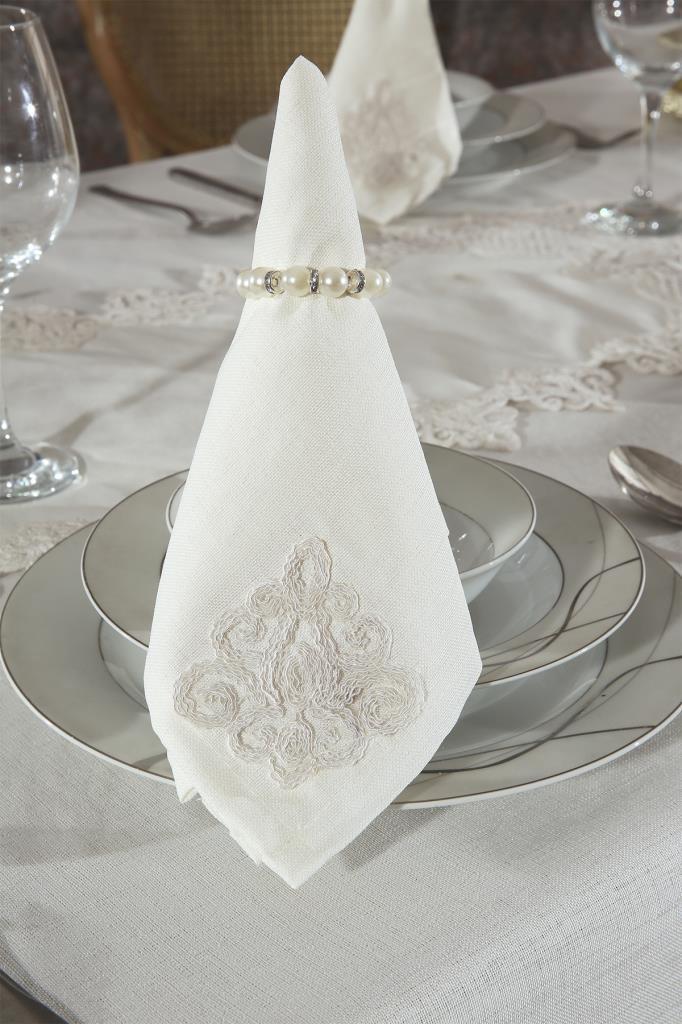 Yonca Masa Örtüsü 26 Parça Krem - 4