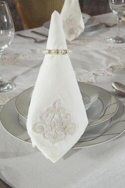 Yonca Masa Örtüsü 26 Parça Krem - 4