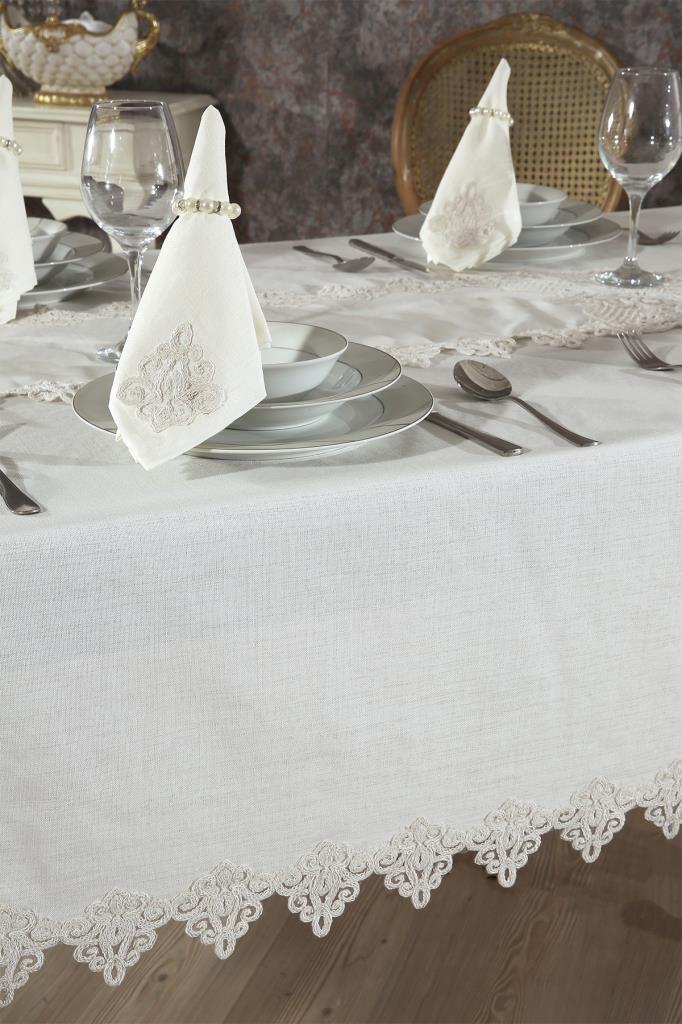 Yonca Masa Örtüsü 26 Parça Krem - 5