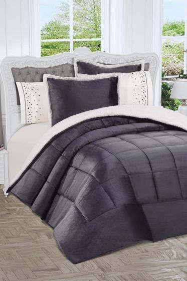 Yumi 6 Parça Comforter Çeyiz Seti Antrasit - Çeyiz Diyarı