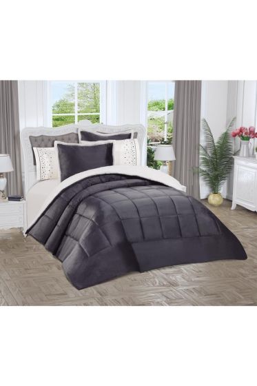 Yumi 6 Parça Comforter Çeyiz Seti Antrasit - Çeyiz Diyarı (1)