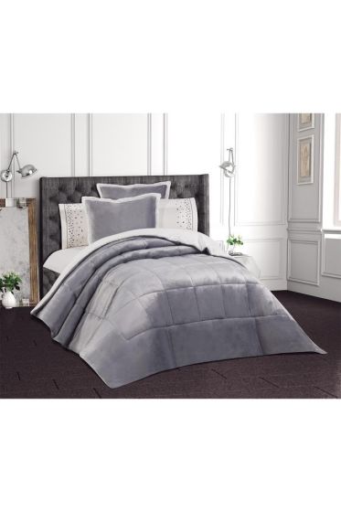 Yumi 6 Parça Comforter Çeyiz Seti Gri - Çeyiz Diyarı (1)