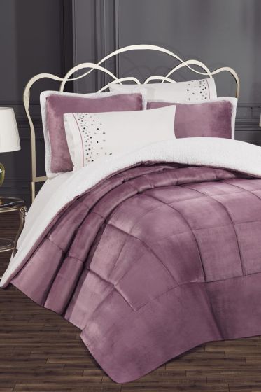 Yumi 6 Parça Comforter Çeyiz Seti Mürdüm - Çeyiz Diyarı