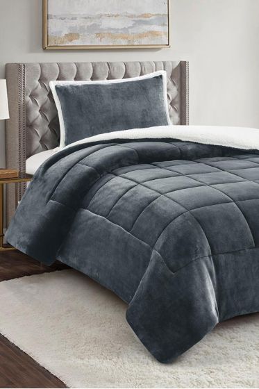 Yumi Tek Kişilik Yorgan Takımı 180x230 Cm Antrasit - Çeyiz Diyarı