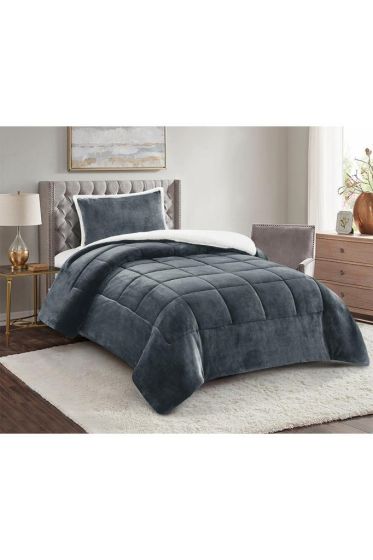 Yumi Tek Kişilik Yorgan Takımı 180x230 Cm Antrasit - Çeyiz Diyarı (1)