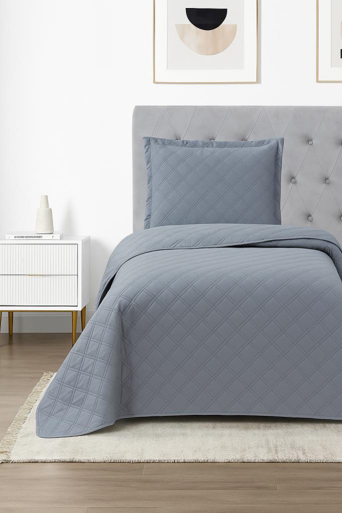 Zagreb Elyaf Dolgulu Tek Kişilik 180x240 Cm Yatak Örtüsü Antrasit - 1