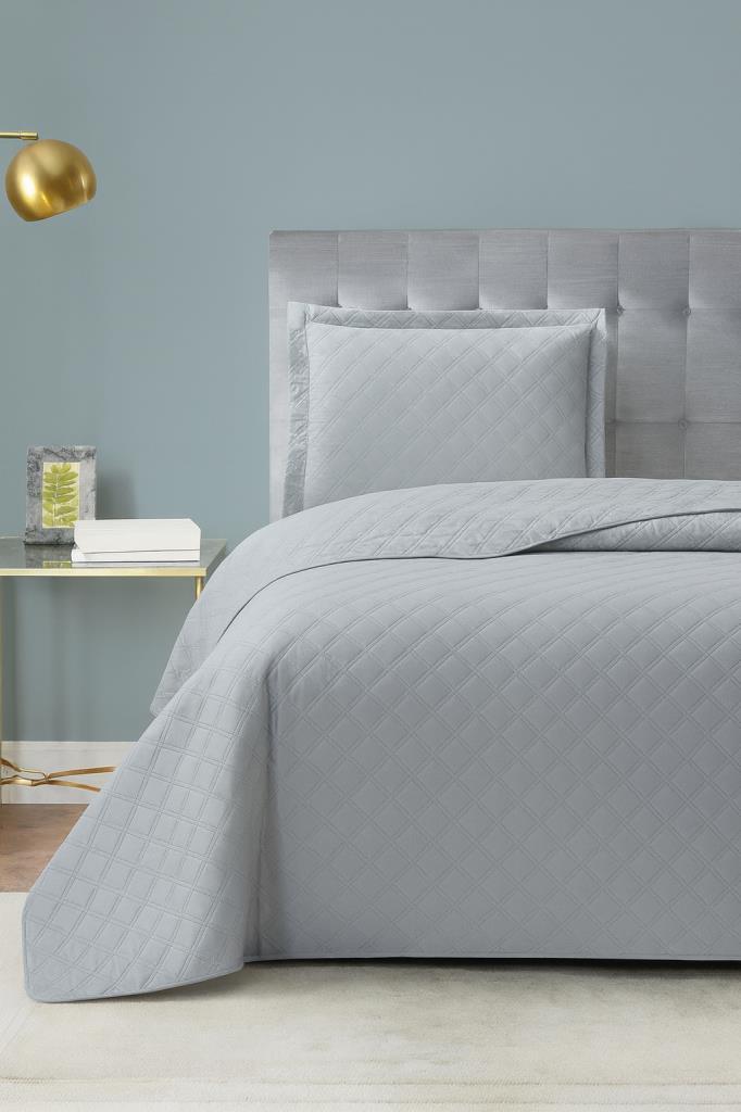 Zagreb Elyaf Dolgulu Tek Kişilik 180x240 Cm Yatak Örtüsü Gri - 1